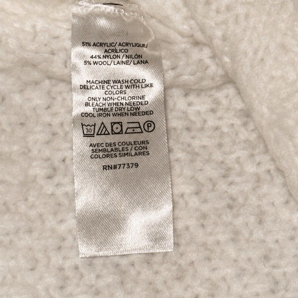 NWT Ann Taylor Cable Knit Mock Neck Sweater Womens L Ivory Wool Blend - Picture 7 of 8